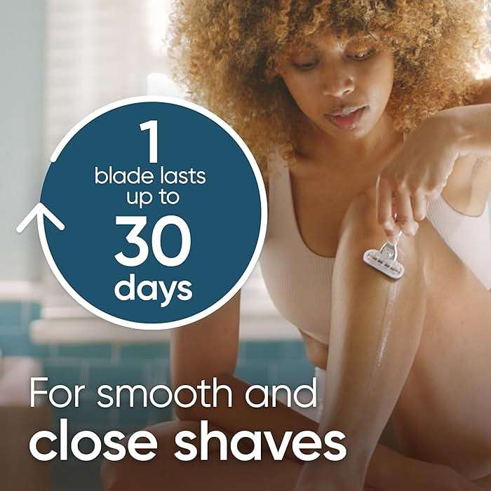 Gillette Venus Razor for Women, Extra Smooth, Includes 1 Reusable Razor Handle + 4 count 5-Bladed Razor Refills, Women's Razor with Durable Metal Handle and Shower Holder - Image 3