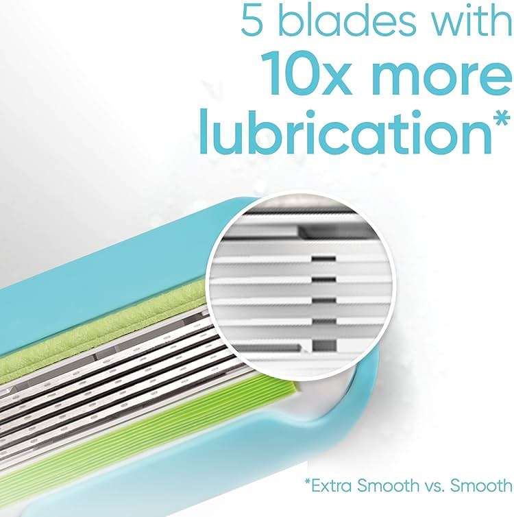 Gillette Venus Razor for Women, Extra Smooth, Includes 1 Reusable Razor Handle + 4 count 5-Bladed Razor Refills, Women's Razor with Durable Metal Handle and Shower Holder - Image 4