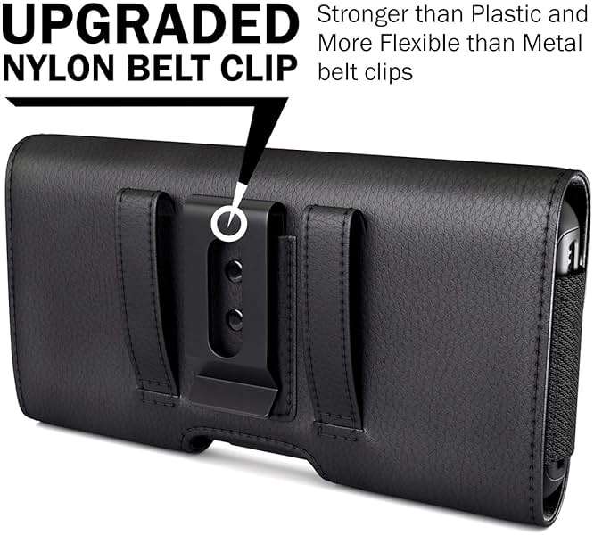 BOMEA Case for Large iPhone Plus, Pro Max 16 15 14 13 12 11 Xs, Samsung Galaxy S25+ S24+ S23+ S22+ S21+, Cell Phone Belt Holster Clip, ID Card Holder Pouch, Fits Otterbox Case - Black - Image 3