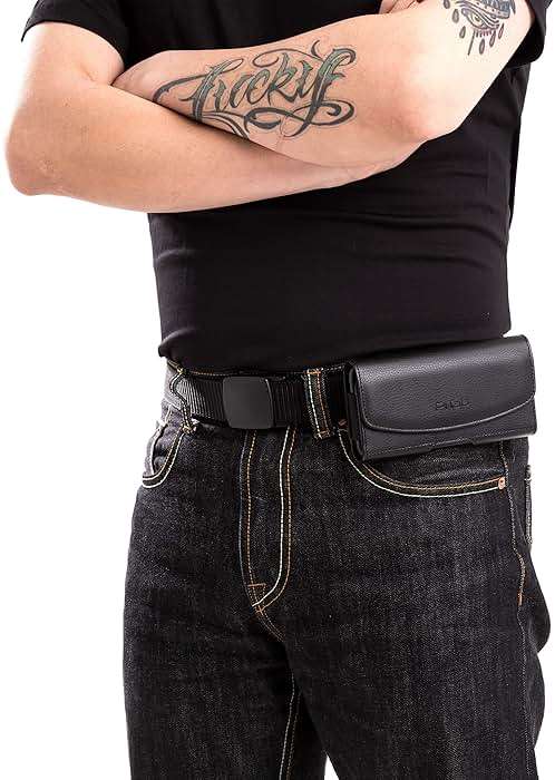 BOMEA Case for Large iPhone Plus, Pro Max 16 15 14 13 12 11 Xs, Samsung Galaxy S25+ S24+ S23+ S22+ S21+, Cell Phone Belt Holster Clip, ID Card Holder Pouch, Fits Otterbox Case - Black - Image 4