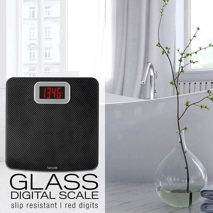 Taylor Digital Bathroom Scale, Body Weight Scale 400 LB Capacity, Carbon Fiber Anti-Slip Mat, 11.8 x 11.8 Inch Platform, Black - Image 6