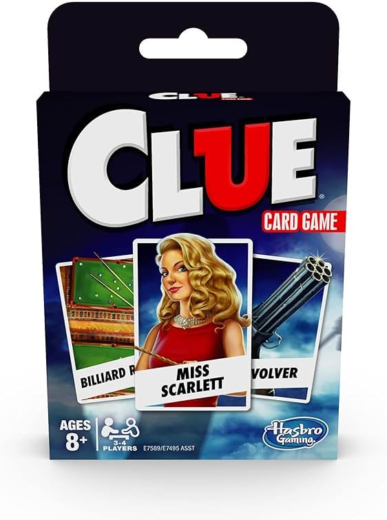 Hasbro Gaming Clue Card Game, 3-4 Player Strategy Game, Fun Summer Activities, Vacation Travel Essentials, Ages 8+ - Product Image