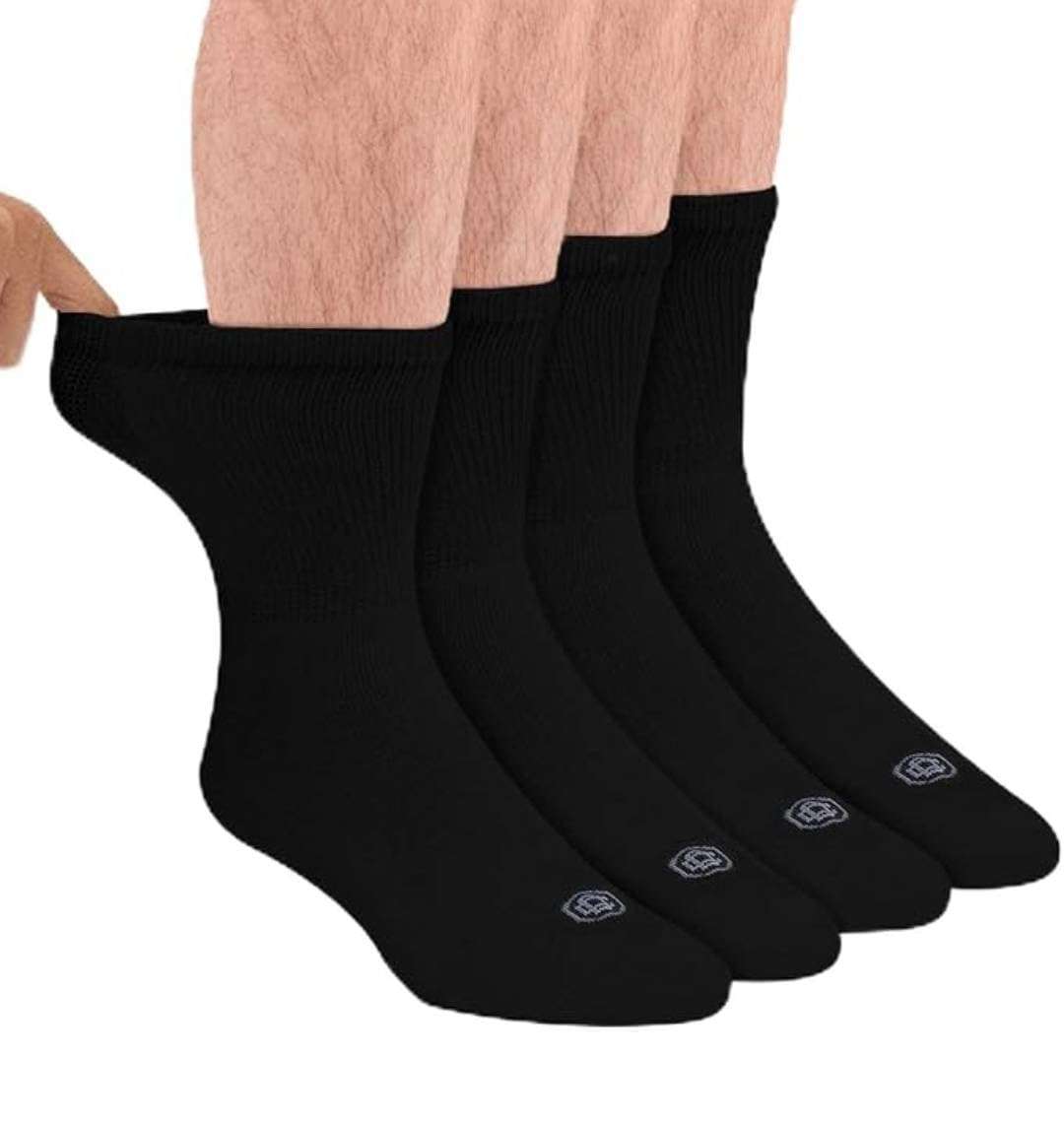 Doctor's Choice Diabetic Socks for Men, Seamless Socks with Non Binding Top, 4 Pairs, Large 9-12 & X-Large 13-15 - Image 1