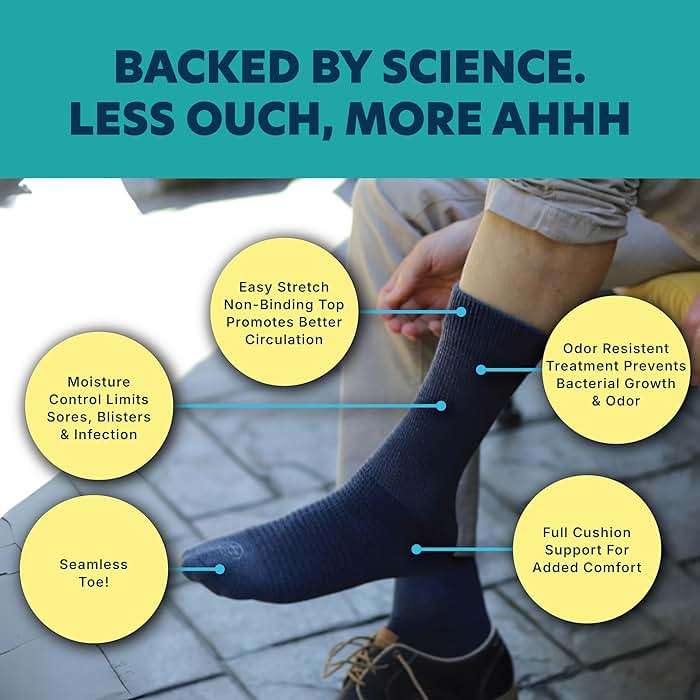 Doctor's Choice Diabetic Socks for Men, Seamless Socks with Non Binding Top, 4 Pairs, Large 9-12 & X-Large 13-15 - Image 3