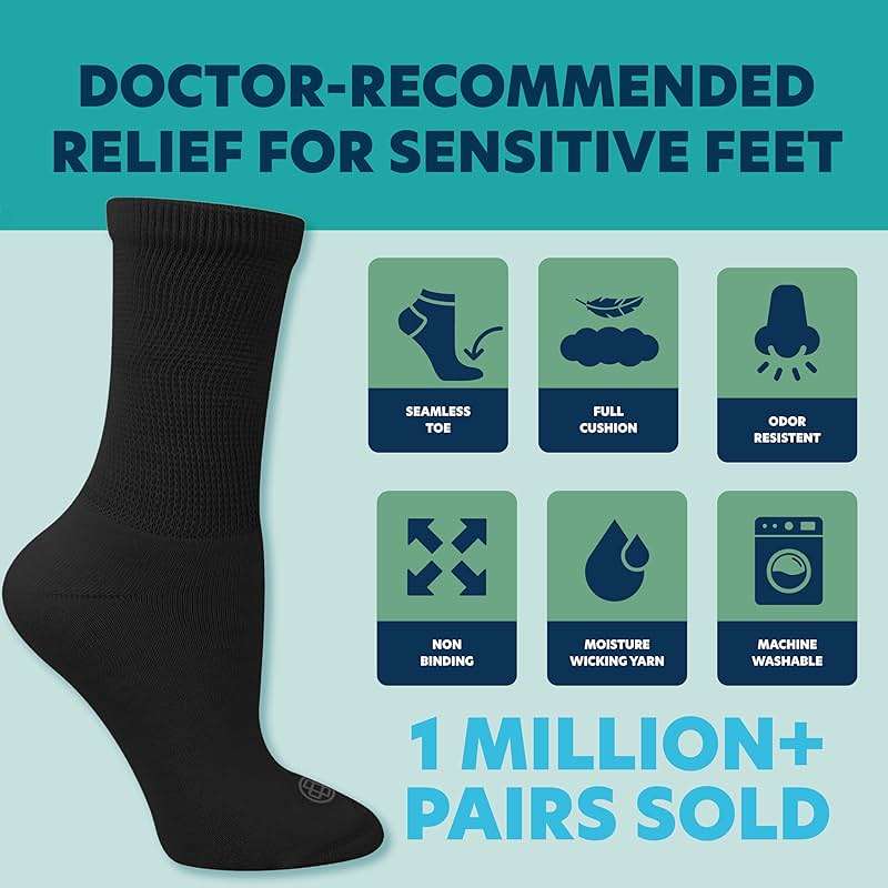Doctor's Choice Diabetic Socks for Men, Seamless Socks with Non Binding Top, 4 Pairs, Large 9-12 & X-Large 13-15 - Image 4