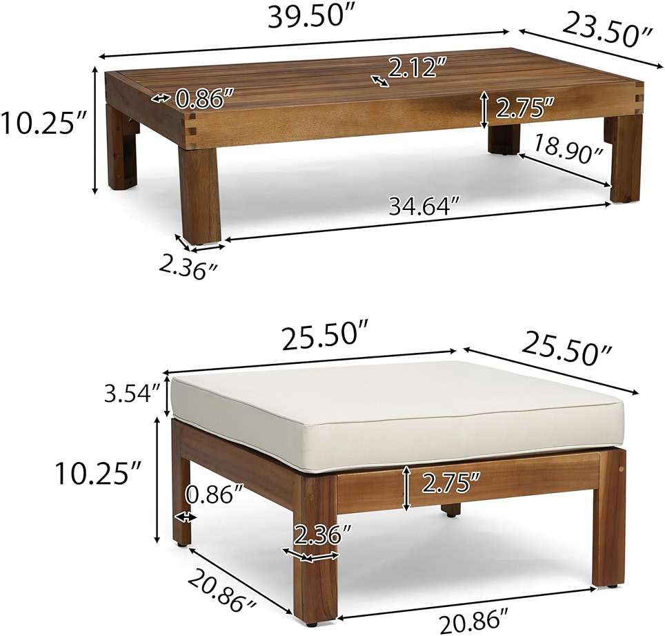 Christopher Knight Home Alice Outdoor 5 Piece Acacia Wood Sofa Set, Teak Finish, Beige - Image 3