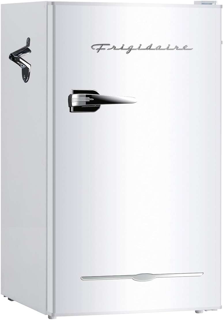 Frigidaire Retro Compact Fridge with Chiller, 3.2 cu ft Countertop Fridge with Built-In Bottle Opener, Compact Refrigerator for Office, Bedroom, Dorm Room or Cabin - 18.7"D x 19.01"W x 33.27"H (White) - Image 1