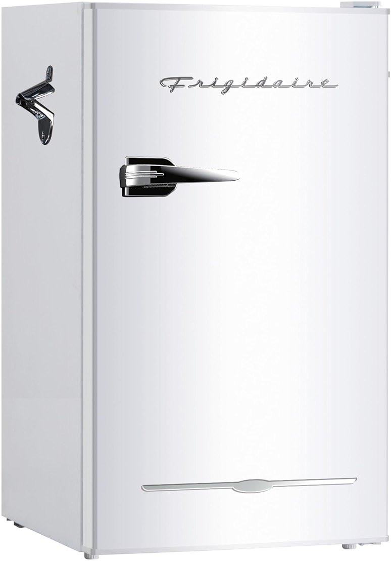 Frigidaire Retro Compact Fridge with Chiller, 3.2 cu ft Countertop Fridge with Built-In Bottle Opener, Compact Refrigerator for Office, Bedroom, Dorm Room or Cabin - 18.7"D x 19.01"W x 33.27"H (White) - Product Image