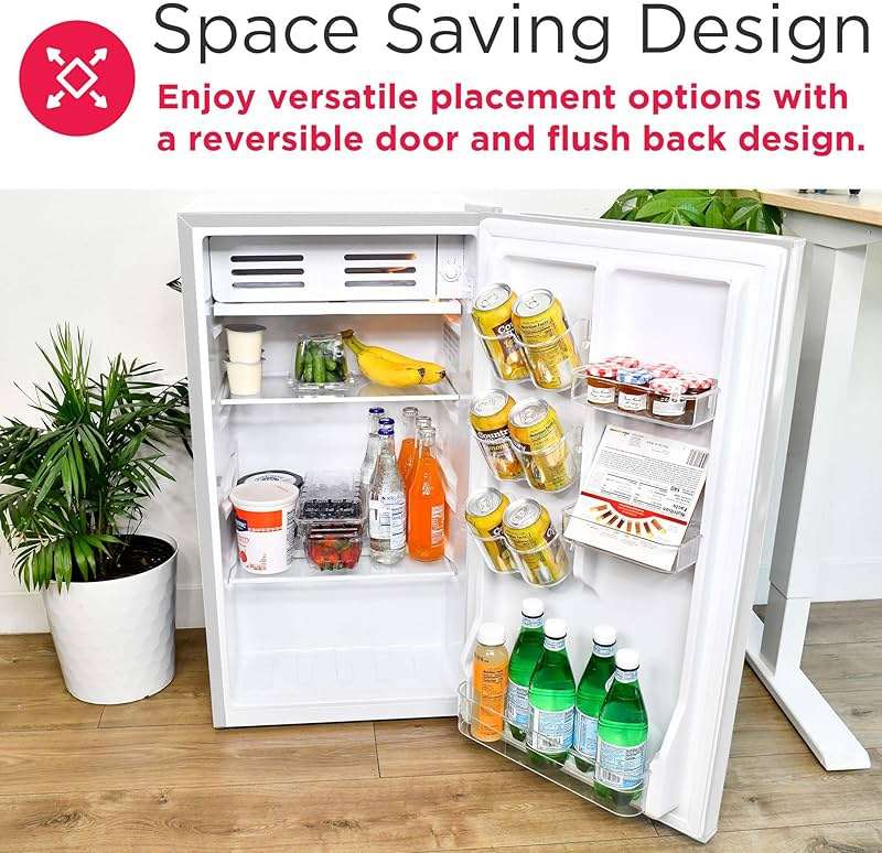 Frigidaire Retro Compact Fridge with Chiller, 3.2 cu ft Countertop Fridge with Built-In Bottle Opener, Compact Refrigerator for Office, Bedroom, Dorm Room or Cabin - 18.7"D x 19.01"W x 33.27"H (White) - Image 6