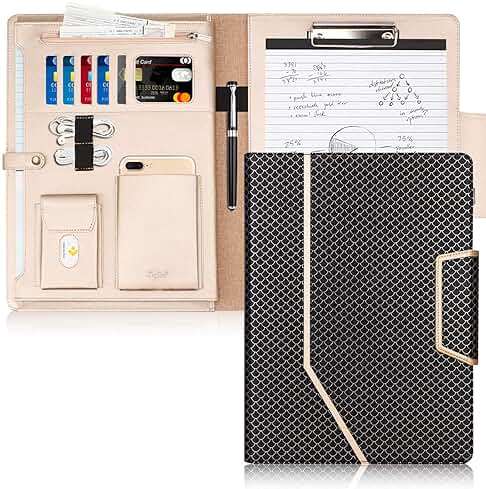 Toplive Business Padfolio, Executive Conference Folder with Document Sleeve, Letter/A4 Size Clipboard, Business Card Holders, Men's & Women's Mermaid Black - Image 1