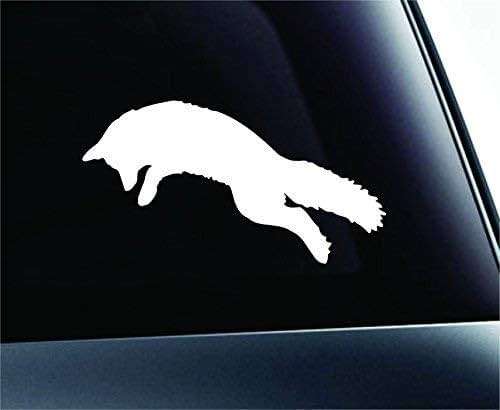 Jumping Arctic Fox Symbol Decal Funny Car Truck Sticker Window (White), Decal Sticker Vinyl Car Home Truck Window Laptop - Image 1