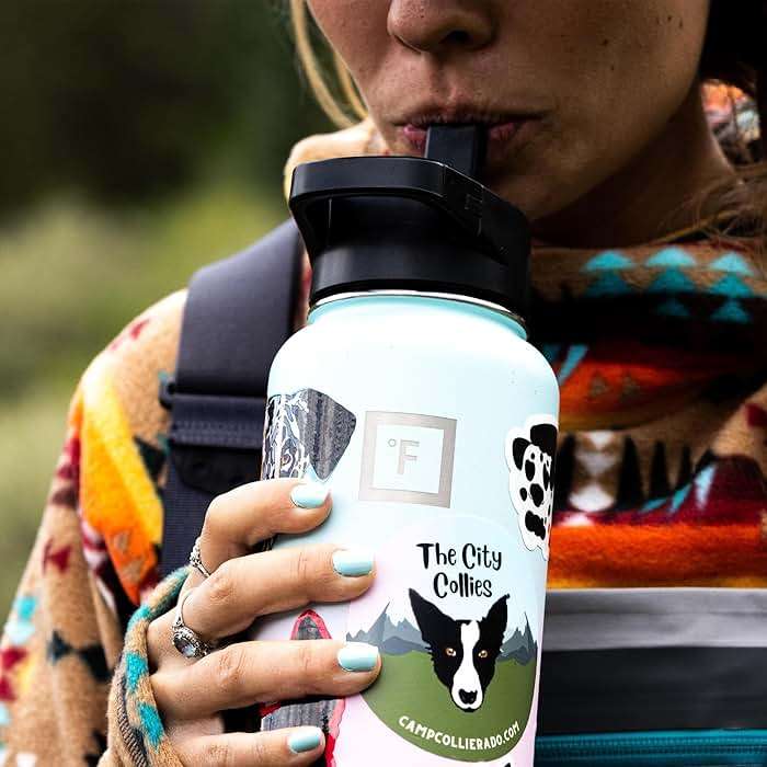 IRON °FLASK Camping & Hiking Hydration Flask with Straw, Wide Mouth Insulated Stainless Steel Sports Water Bottle - 40 oz Midnight Black - Image 2