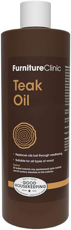 Furniture Clinic Teak Oil | Wood Oil Protects & Cleans Outdoor & Indoor Furniture, Boats, Shower Benches | Restore & Protect Wood, Prevent Drying & Other Damage | Natural Matte Finish | 17oz/500ml - Image 1