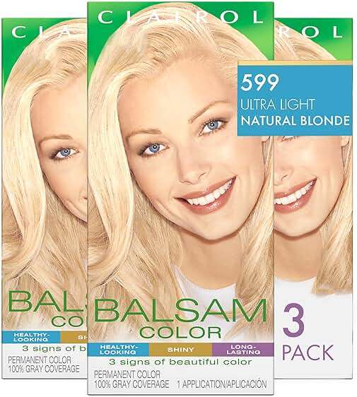 Clairol Balsam Permanent Hair Dye, 599 Ultra Light Natural Blonde Hair Color, Pack of 3 - Image 1