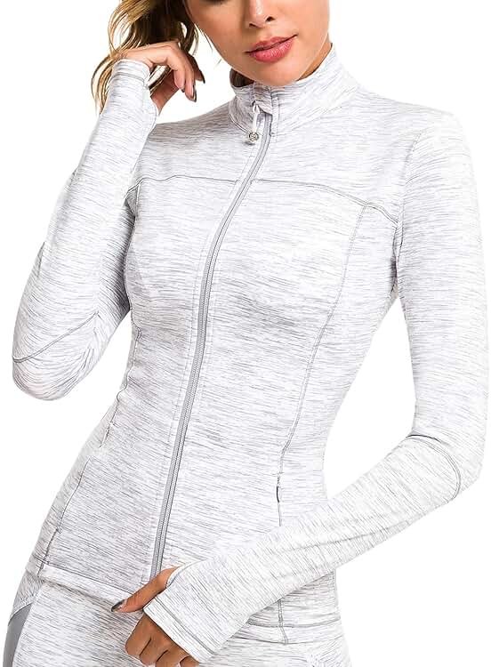 QUEENIEKE Womens Running Jackets Athletic Workout Scrub Jacket Track Full Zip Up Gym for Women Yoga Top - Product Image