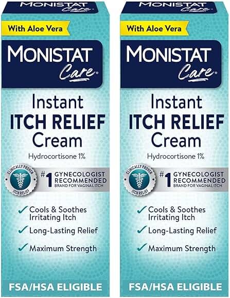 Monistat Instant Itch Relief Cream for Women, Fragrance-Free Formula with Aloe Vera Soothes and Cools Vaginal Itch, 1 Oz, Pack of 2 - Product Image