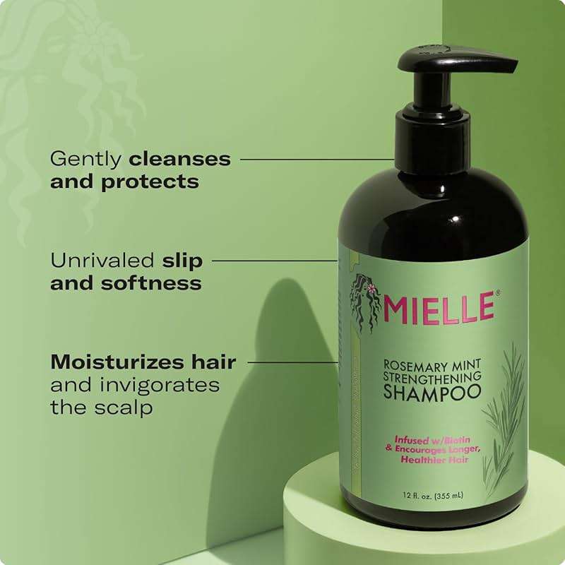 Mielle Organics Rosemary Mint Hair Strengthening Biotin Shampoo - Moisturizing Hair Shampoo for Women and Men to Gently Cleanse, Repair & Protect Strands (12 oz) - Image 4