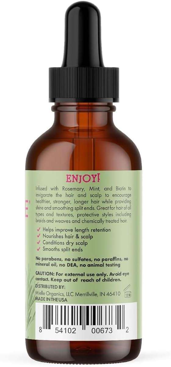 Mielle Organics Rosemary & Mint Hair Oil - Strengthening Biotin Oil Infused Frizzy & Damaged Hair Care - Split Ends & Dry Scalp Treatment to Support Longer, Healthier Strands, 2 Ounce - Image 9