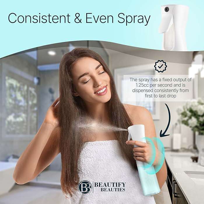 BeautifyBeauties Spray Bottle For Hair – Continuous Mister Spray Bottle for Hairstyling, Cleaning, Plants, Pets, Barbers, Salons, Essential Oil Scents (Clear, 16.9oz/500ml) 11" H x 2.6" L - Image 2