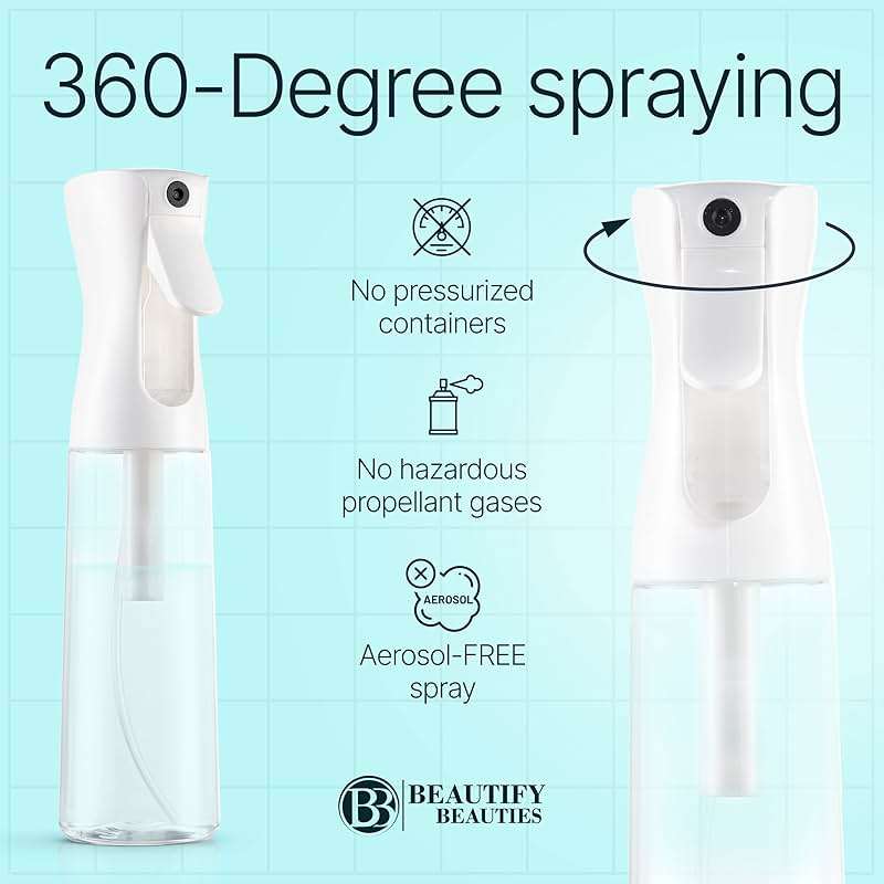 BeautifyBeauties Spray Bottle For Hair – Continuous Mister Spray Bottle for Hairstyling, Cleaning, Plants, Pets, Barbers, Salons, Essential Oil Scents (Clear, 16.9oz/500ml) 11" H x 2.6" L - Image 7