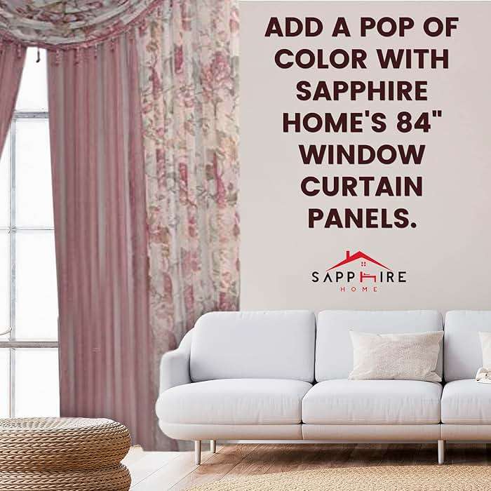 Sapphire Home Sheer Curtains - Two Tone 4 Panels Set w/Valance & Tiebacks, 55"x84", Lightweight Light-Filtering Window Curtain for Living Room, Bedroom, Kitchen, Dining Room - Floral Rose/Brown - Image 5