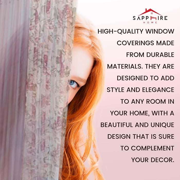 Sapphire Home Sheer Curtains - Two Tone 4 Panels Set w/Valance & Tiebacks, 55"x84", Lightweight Light-Filtering Window Curtain for Living Room, Bedroom, Kitchen, Dining Room - Floral Rose/Brown - Image 6