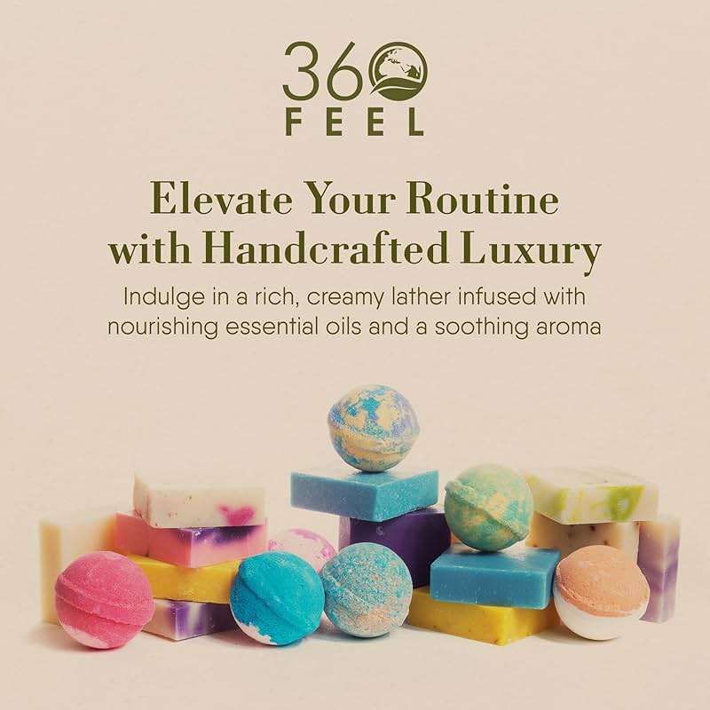 360Feel Mens Bar Soap - Made in the USA - Castile Handmade All Natural Cold Processed - Includes 4 Bold Masculine Scents: Bay Rum, Pine Tar Black Soap bar, Patchouli & Island Citrus (5oz, 4-Pack) - Image 6