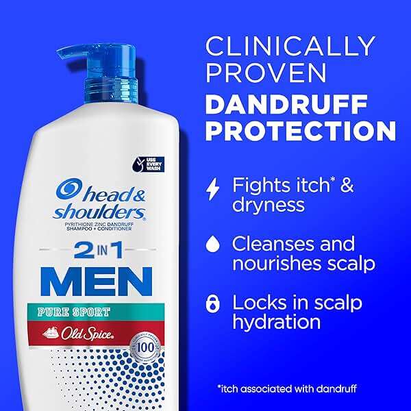 Head & Shoulders 2-in-1 Dandruff Shampoo and Conditioner Set, Clinically Proven Dandruff & Itch Relief, Lemon-Lime Scent of Old Spice Pure Sport, Nourish Scalp & Hair, 31.4 Fl Oz Each, 2 Pack - Image 3