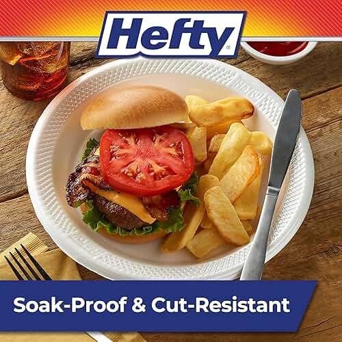 Hefty Deluxe Extra Strong & Deep Foam Plates, Round, White, 10.25 Inch, 21 Count - Image 4