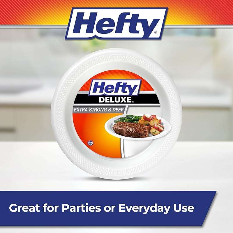 Hefty Deluxe Extra Strong & Deep Foam Plates, Round, White, 10.25 Inch, 21 Count - Image 5