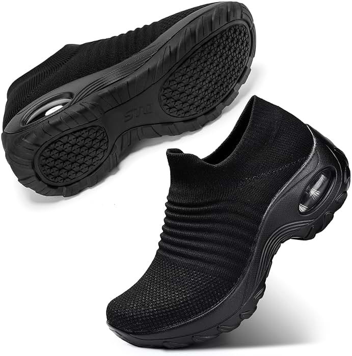 STQ Walking Shoes Women Slip on Sneakers Non Slip Work Arch Support Tennis Plantar Fasciitis Orthopedic Breathable Mesh Comfortable Ladies Nursing - Product Image