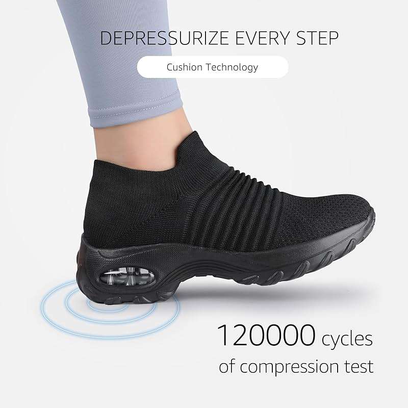 STQ Walking Shoes Women Slip on Sneakers Non Slip Work Arch Support Tennis Plantar Fasciitis Orthopedic Breathable Mesh Comfortable Ladies Nursing - Image 4