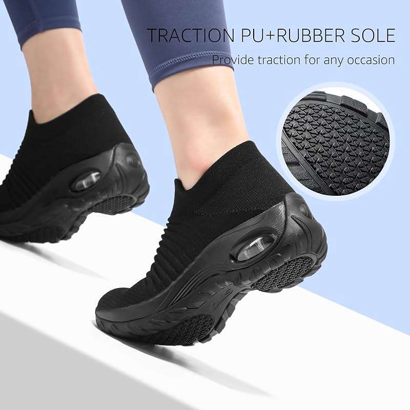 STQ Walking Shoes Women Slip on Sneakers Non Slip Work Arch Support Tennis Plantar Fasciitis Orthopedic Breathable Mesh Comfortable Ladies Nursing - Image 5