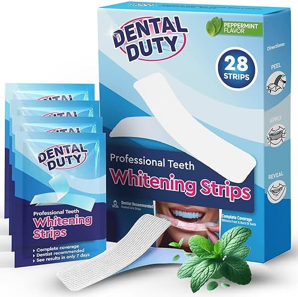 Dental Duty Teeth Whitening Strips – 28 Strips (14 Treatments) – Gentle Carbamide Peroxide Whitening – Removes Coffee, Tea & Wine Stains – Enamel Safe - Product Image