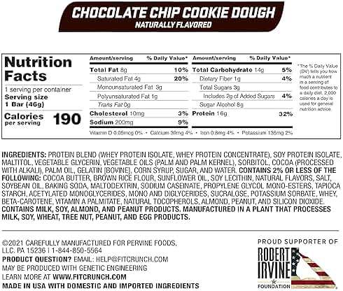 FITCRUNCH Snack Size Protein Bars, World’s Only 6-Layer Baked Bar, Just 3g of Sugar & Soft Cake Core (6 Bars, Chocolate Chip Cookie Dough) - Image 2