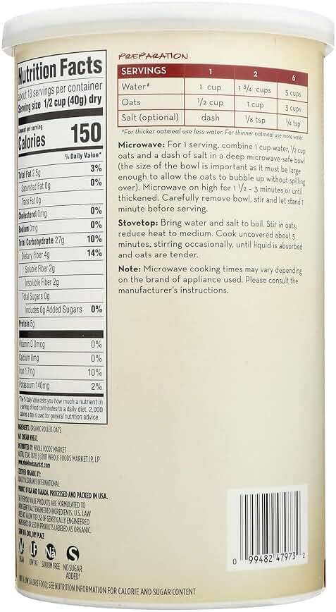 365 by Whole Foods Market, Organic Old Fashioned Rolled Oats, 18 Ounce - Image 2