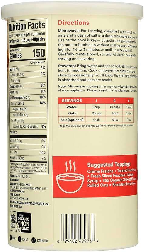 365 by Whole Foods Market, Organic Old Fashioned Rolled Oats, 18 Ounce - Image 5