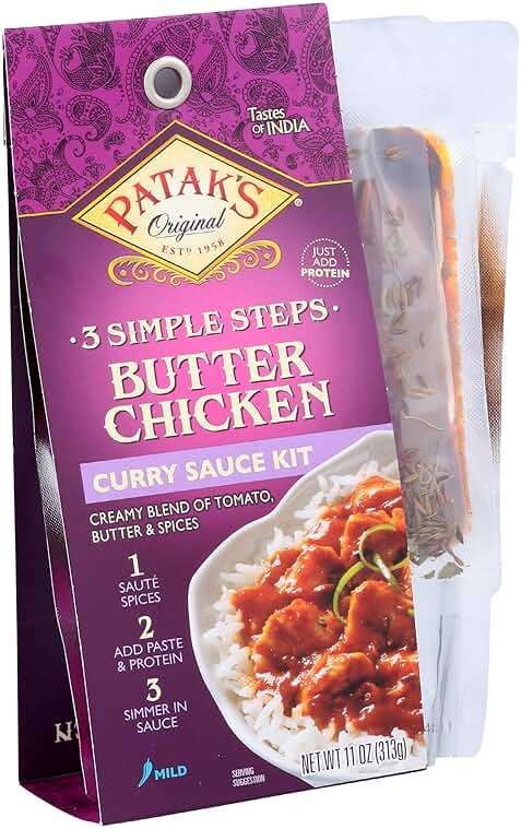 Patak’s Butter Chicken 3-Step Sauce Kit - Mild & Creamy curry sauce Base w/Pre-Measured Spice Paste & Whole Spices - Home Cooking Butter Chicken Sauce Meal Kit for Chicken & More - 11 oz (Pack of 1) - Image 5