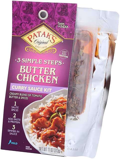 Patak’s Butter Chicken 3-Step Sauce Kit - Mild & Creamy curry sauce Base w/Pre-Measured Spice Paste & Whole Spices - Home Cooking Butter Chicken Sauce Meal Kit for Chicken & More - 11 oz (Pack of 1) - Image 6