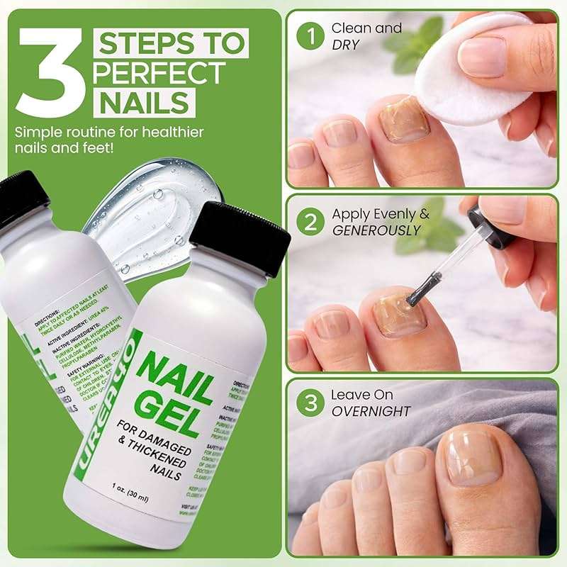 Urea Nail Gel - Softens Cracked Heel Calluses & Thick Toenails - Repairs Damaged, Yellow, Discolored Nails – Highly Effective & Quick-Dry Fingernails & Toenail Treatment (Urea 40%) - Image 3