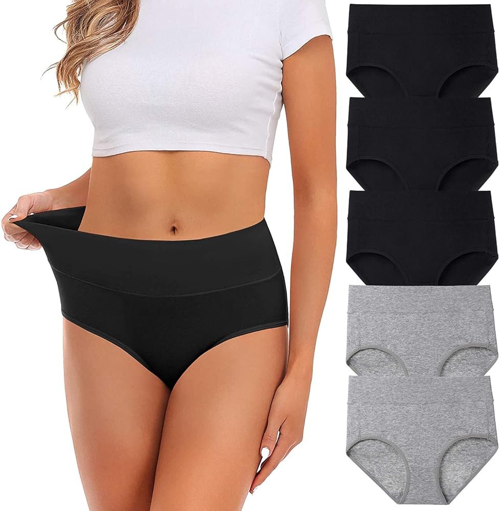 Womens Underwear,Cotton Mid Waist No Muffin Top Full Coverage Brief Ladies Panties Lingerie Undergarments for Women Multipack - Product Image