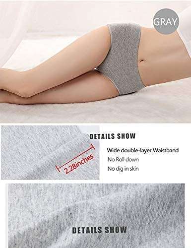 Womens Underwear,Cotton Mid Waist No Muffin Top Full Coverage Brief Ladies Panties Lingerie Undergarments for Women Multipack - Image 7