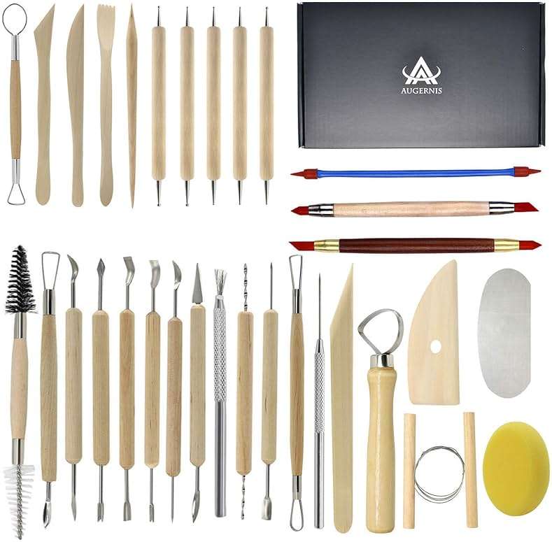 Augernis Pottery Sculpting Tools 32PCS Ceramic Clay Carving Tools Set for Beginners Expert Art Crafts Kid's After School Pottery Classes Club Children Students - Image 1