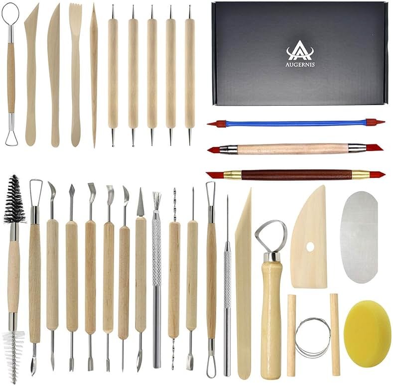 Augernis Pottery Sculpting Tools 32PCS Ceramic Clay Carving Tools Set for Beginners Expert Art Crafts Kid's After School Pottery Classes Club Children Students - Product Image