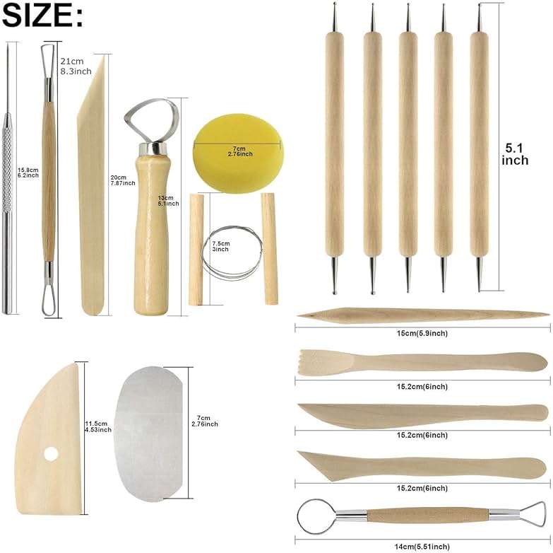 Augernis Pottery Sculpting Tools 32PCS Ceramic Clay Carving Tools Set for Beginners Expert Art Crafts Kid's After School Pottery Classes Club Children Students - Image 3