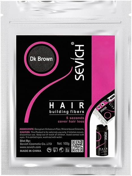 SEVICH Hair Fibers Refill 100g - Compatible with Most Brand Bottles | Hair Building Fibers for Thinning Hair | Instant Thickening Powder for Men & Women | 5-Second Natural Coverage,Dark Brown - Product Image