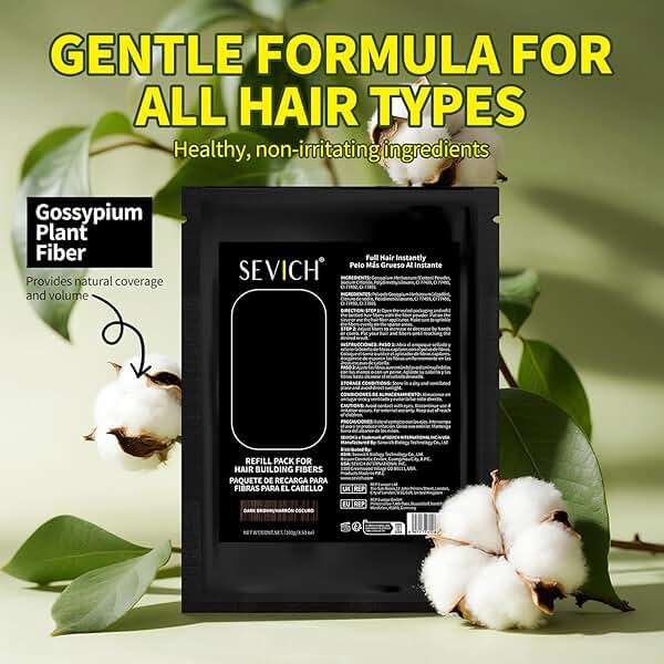 SEVICH Hair Fibers Refill 100g - Compatible with Most Brand Bottles | Hair Building Fibers for Thinning Hair | Instant Thickening Powder for Men & Women | 5-Second Natural Coverage,Dark Brown - Image 8