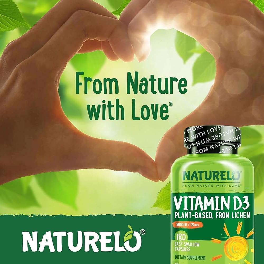 NATURELO Vitamin D - 5000 IU - Plant Based from Lichen - Natural D3 Supplement for Immune System, Bone Support, Joint Health - High Potency - Vegan - Non-GMO - Gluten Free - 180 Capsules - Image 6