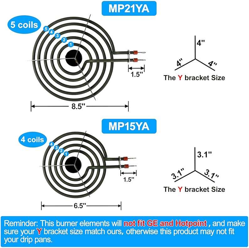 S-Union 4 Pack MP22YA Electric Range Burner Element Unit Set - 2 pcs MP15YA 6" and 2 pcs MP21YA 8" Replacement for Hardwick & Kenmore & Maytag & Norge & Whirlpool Electric Range Stove - Image 2