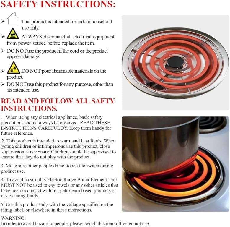 S-Union 4 Pack MP22YA Electric Range Burner Element Unit Set - 2 pcs MP15YA 6" and 2 pcs MP21YA 8" Replacement for Hardwick & Kenmore & Maytag & Norge & Whirlpool Electric Range Stove - Image 7